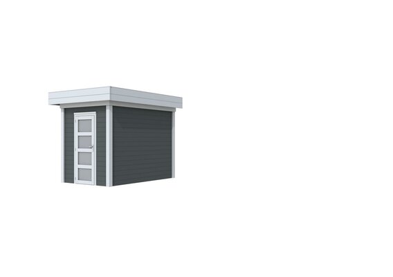 Vuren Topvision Kiekendief, 200 x 300 cm, wanden antraciet en basis lichtgrijs.