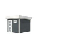 Vuren Topvision Tapuit, 300 x 300 cm, wanden antraciet en basis wit.