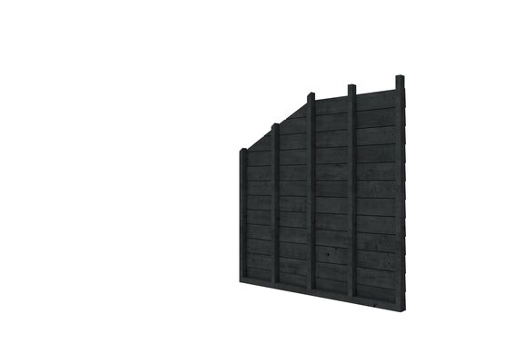 Vuren wandpakket t.b.v. enkelzijdige zijwand kapschuur Comfort, zwart geïmpregneerd.