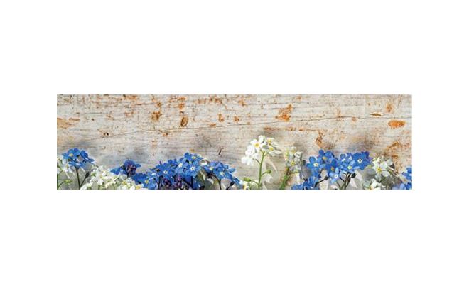 Wandbordje L 13 cm, B 49 cm blauwe bloem