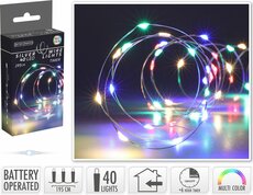 zilverdraad verlichting 40 led, 195 cm, multi color met timer - afbeelding 2