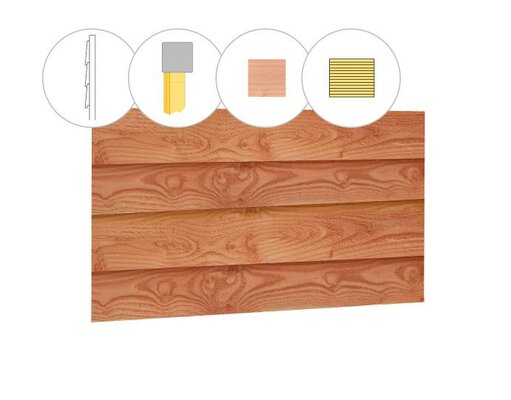 Zweeds rabat douglas enkelzijdige wand B, 228,5 x 224 cm, onbehandeld.