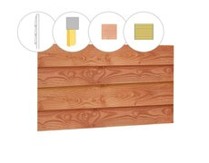 Zweeds rabat douglas enkelzijdige wand B, 228,5 x 224 cm, onbehandeld.
