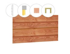 Zweeds rabat douglas enkelzijdige wand C, t.b.v. dubbele deur, 278,5 x 224 cm, onbehandeld.