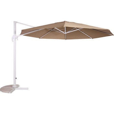 Zweefparasol virgo sand rond 350 cm, wit frame